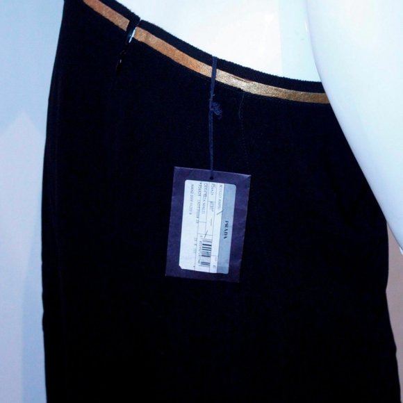 PRADA ITALY Leather Strip Corolla SKIRT Welt SEAMS - Picture 4 of 5